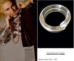 Judith Hendler spiral bypass clear acrylic bracelet.