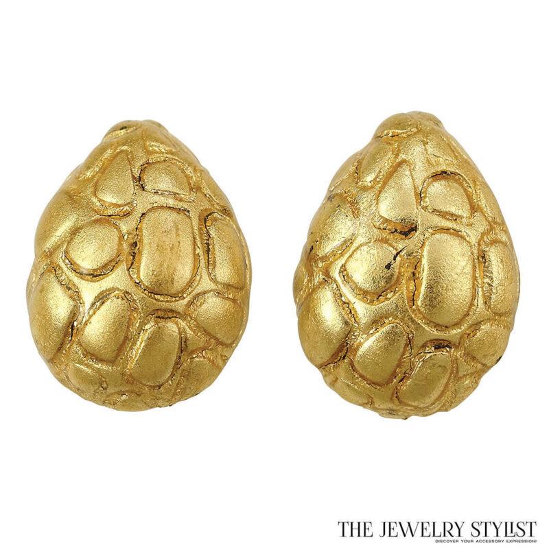 Large Gold-Tone Tortoise Shell Shaped Earrings