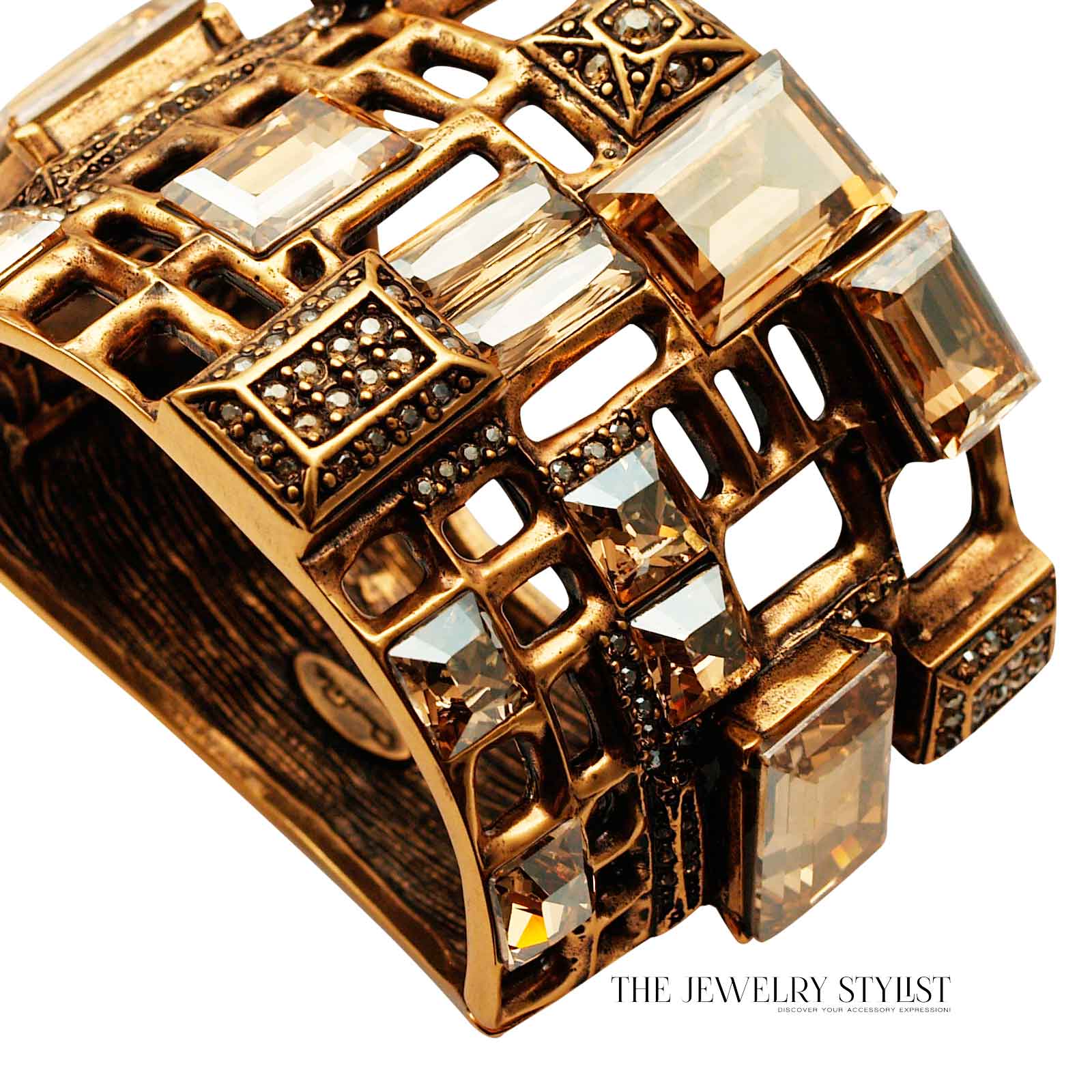 Oscar de la Renta Crystal Hinged Bangle Bracelet