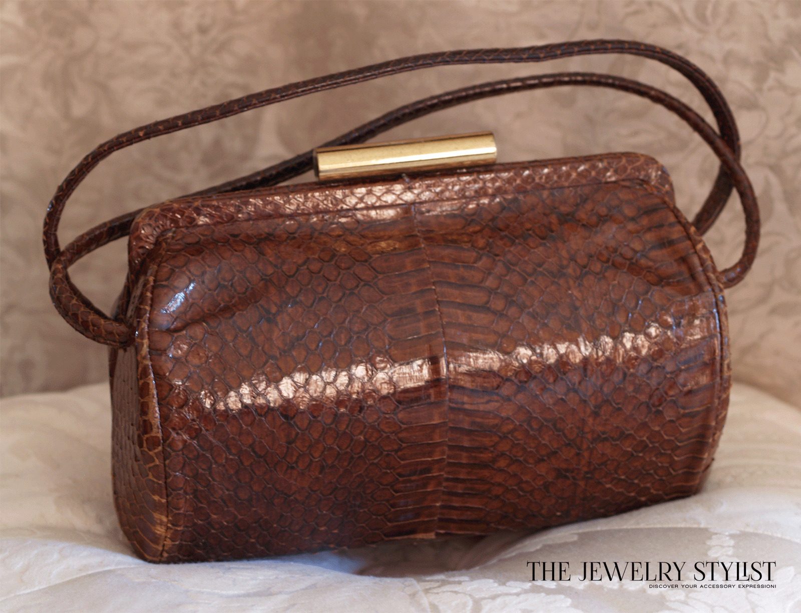 Marge Sherwood Brown Lizard Vintage Brick Bag