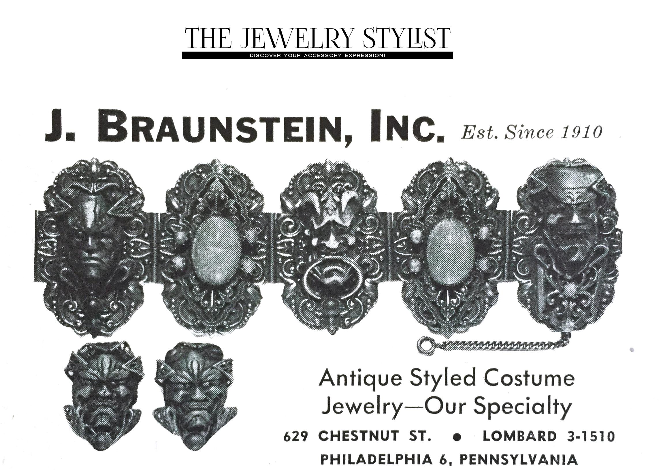 A vintage advertisement by J. Braunstein, Inc. brought to you by The Jewelry Stylist