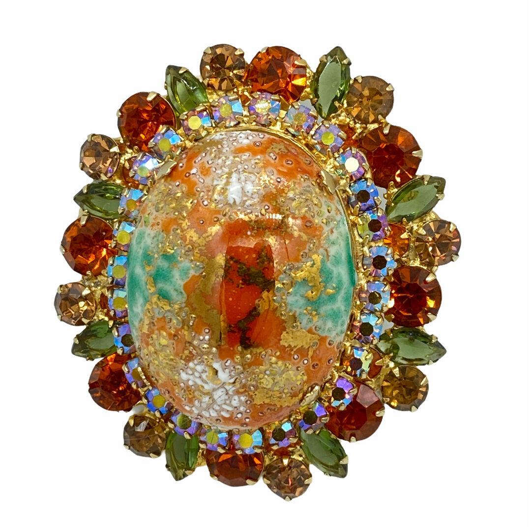 Huge Juliana Delizza and Elster Easter Egg Brooch