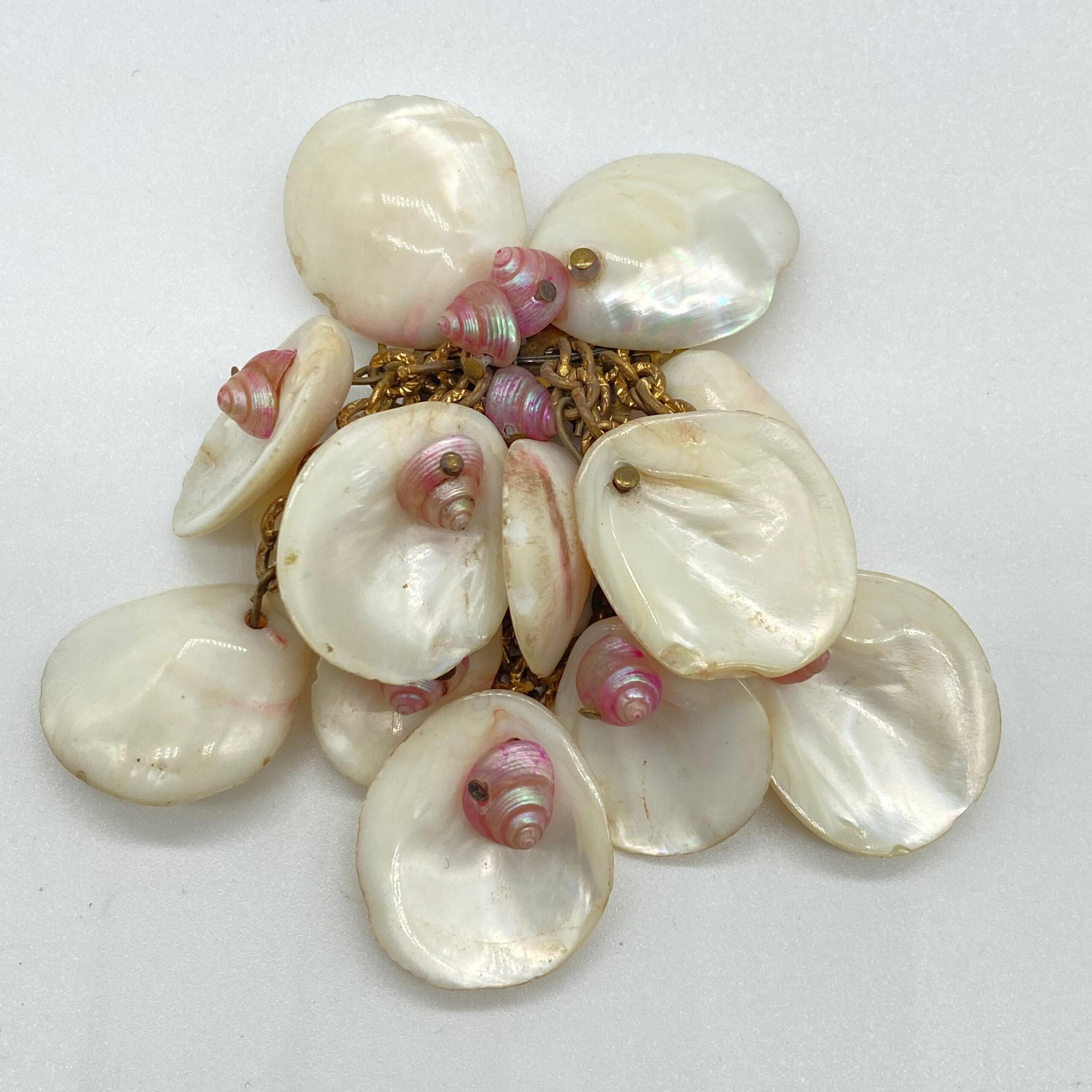 Lovely Vintage Floral Pearl Brooch with Rhinestone Accents
