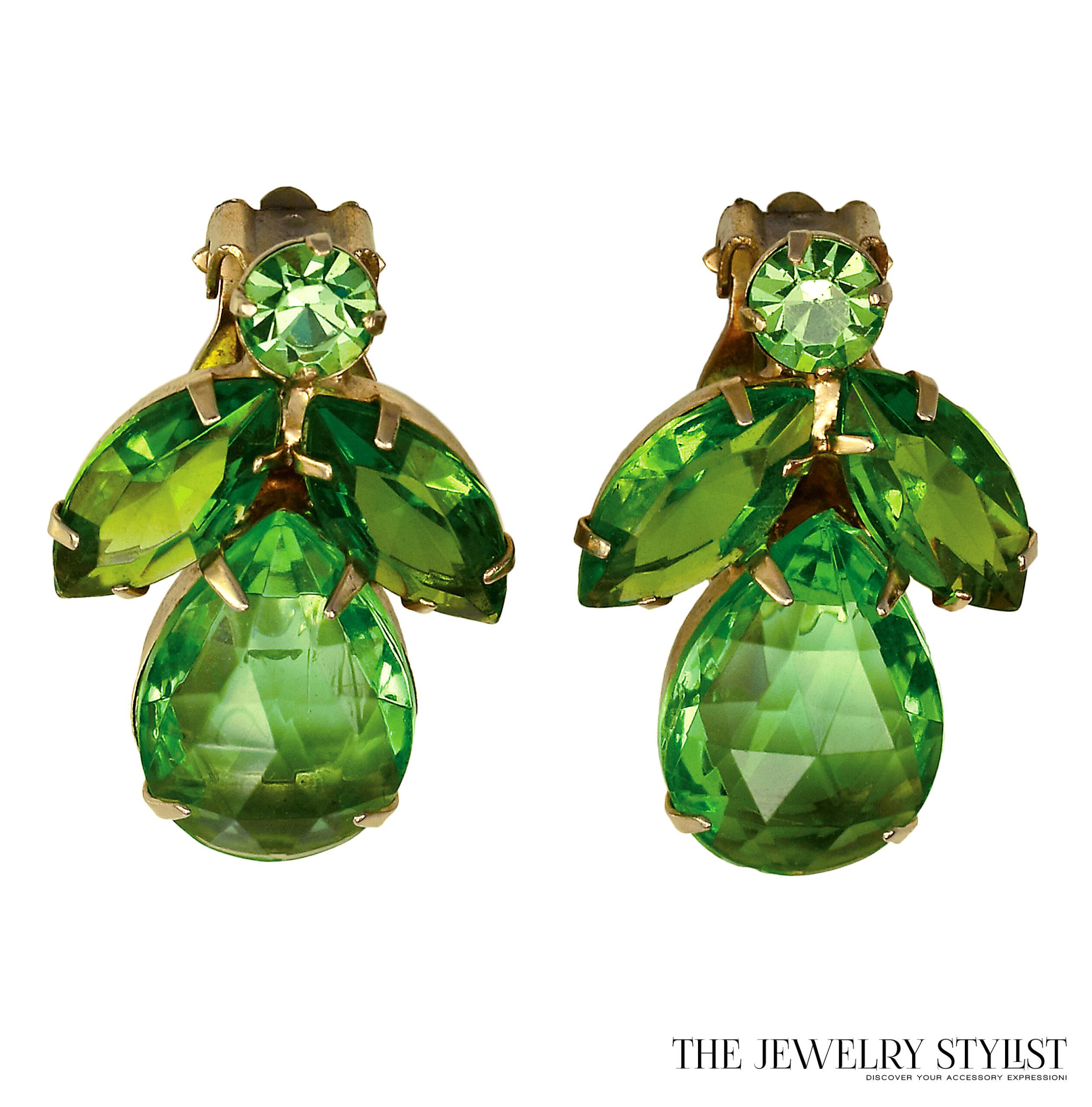 Green Rhinestone Earrings