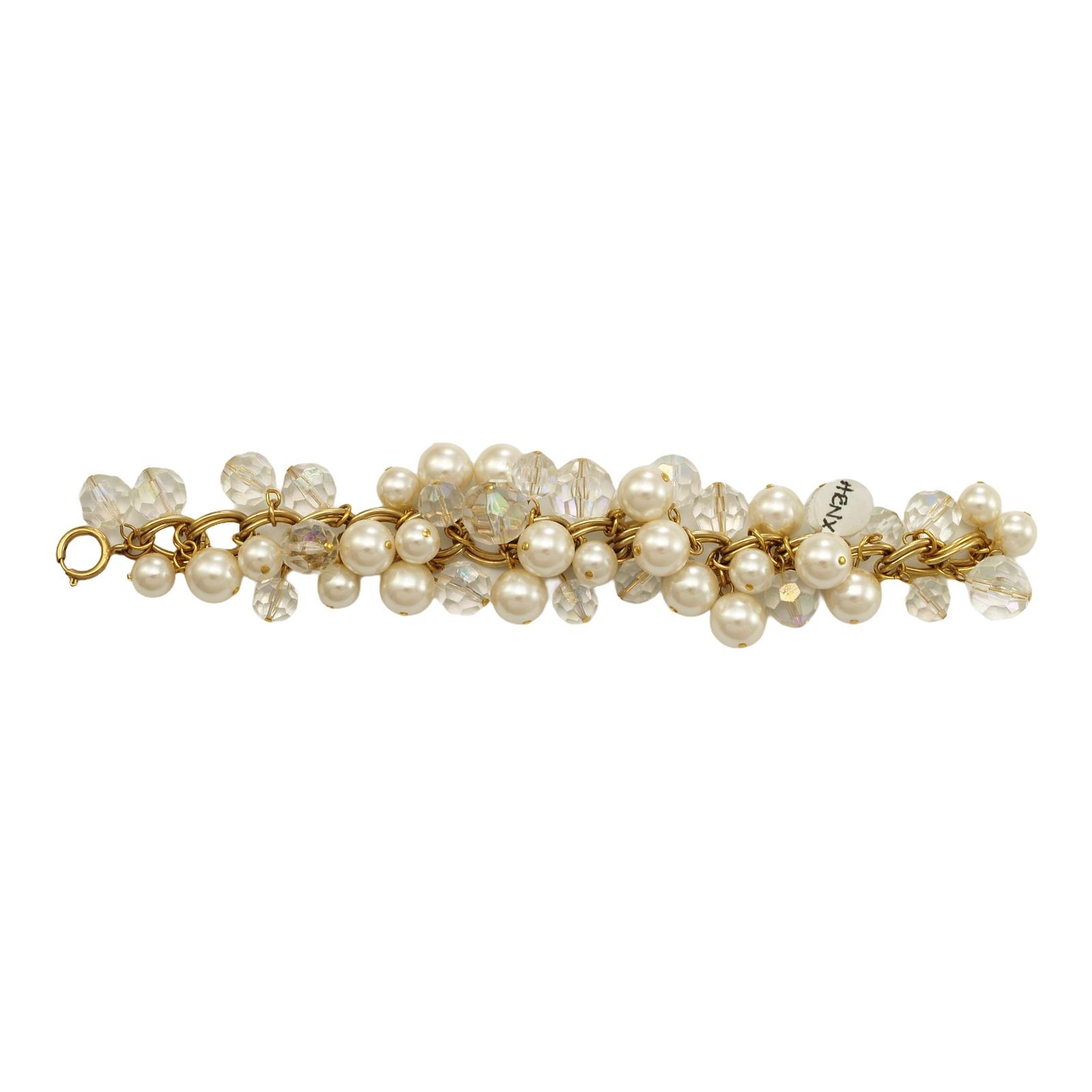 Wonderfully Chunky Vintage Faux Pearl and Crystal Collar and Bracelet Set -  The Jewelry Stylist