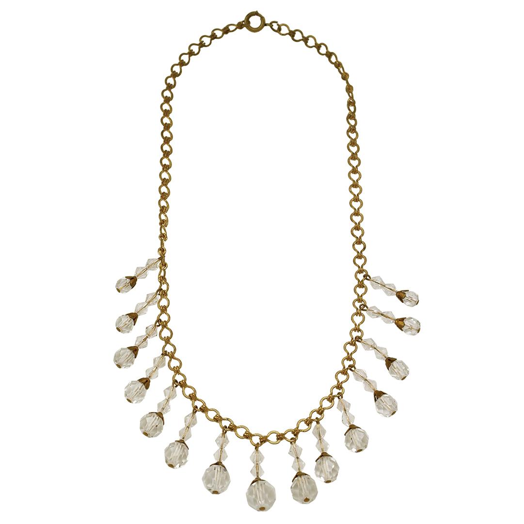 Vintage c. 1920s-1930s Czech Crystal Drop Necklace