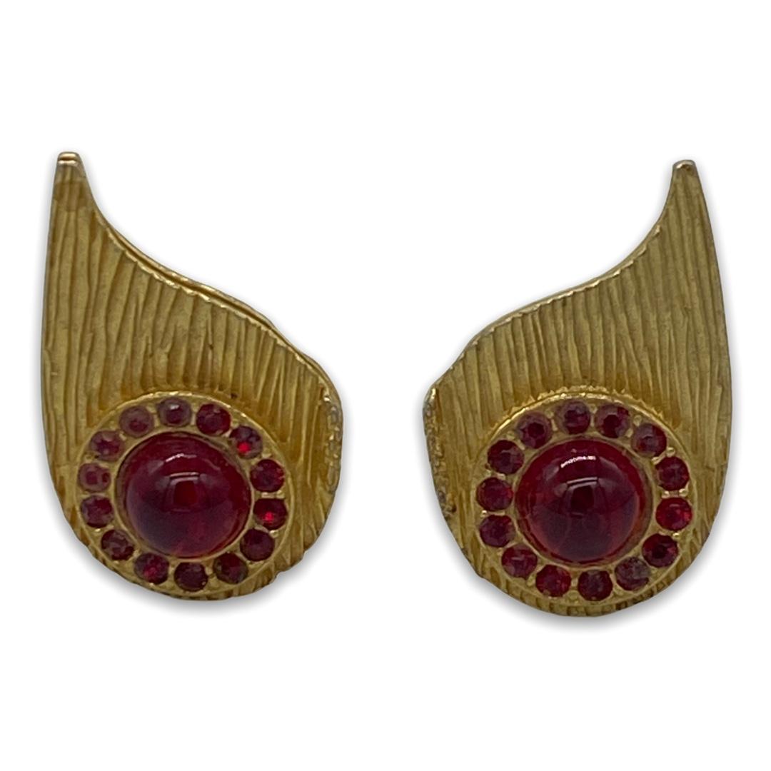 mosell red cabochon earrings