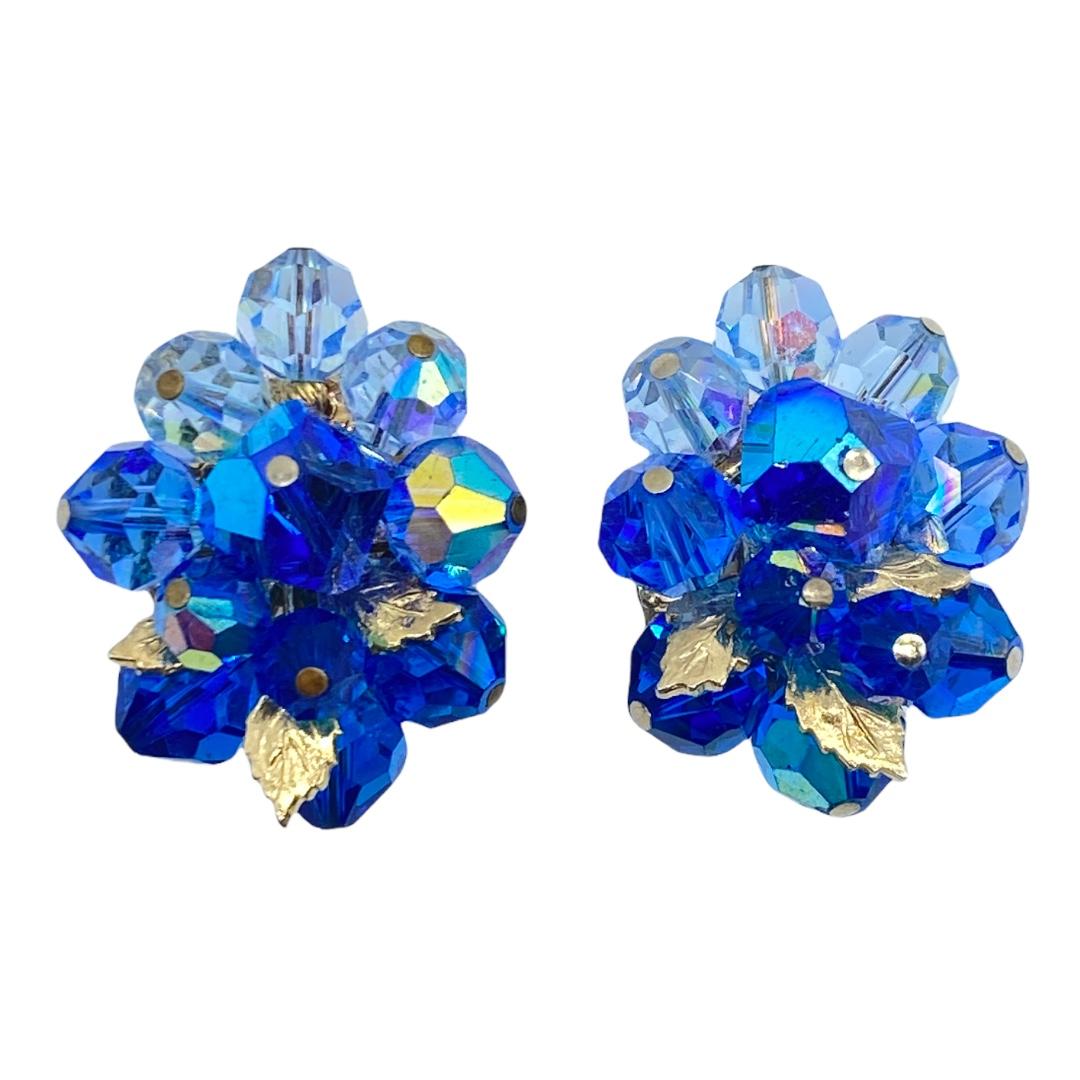 Vintage Blue Ombre Crystal Vendome Earrings