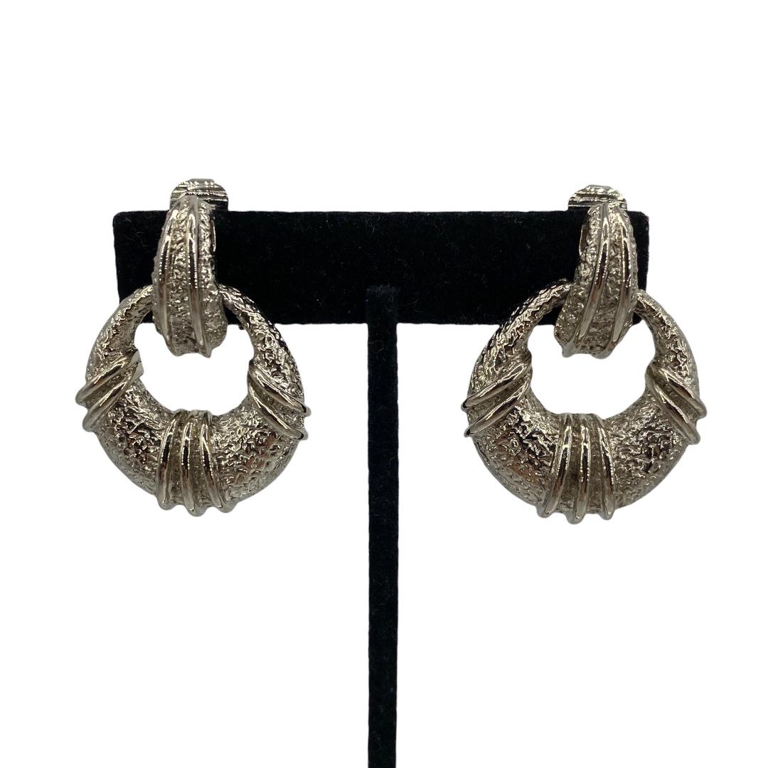 1970s Silver-tone Door Knocker Earrings by Art