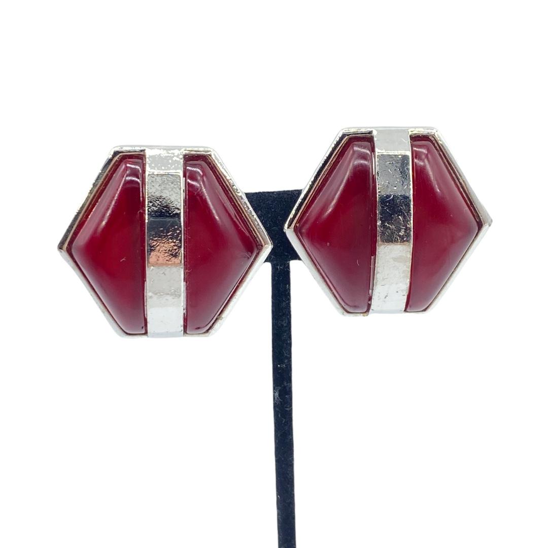 Big 1980s Y.S.L. Red Lucite Earrings