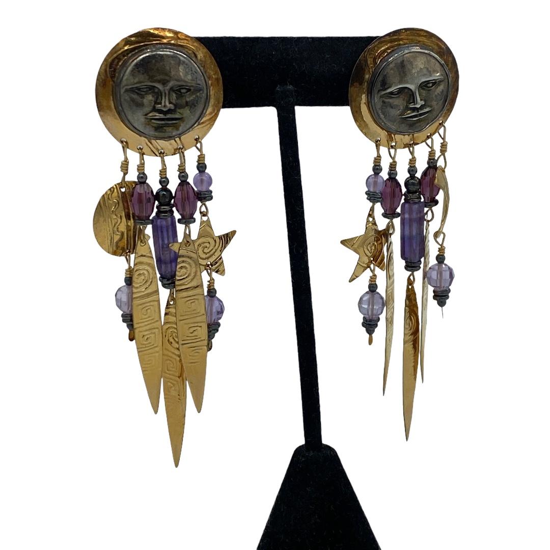 Sun God Celestial Moon Tabra Earrings