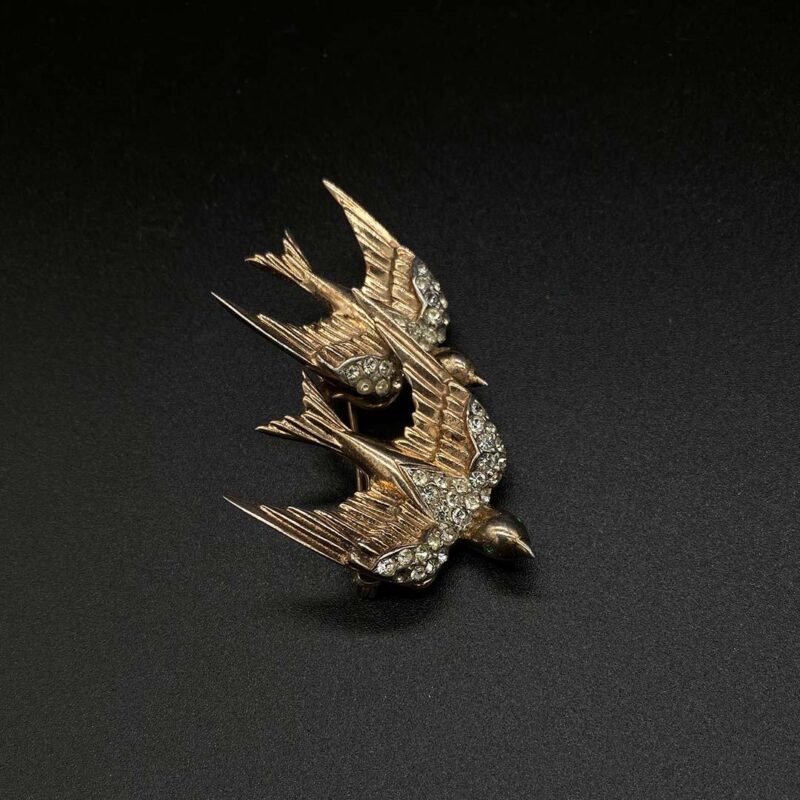 Coro Craft Duette Sterling Silver Swallows Pin Brooch