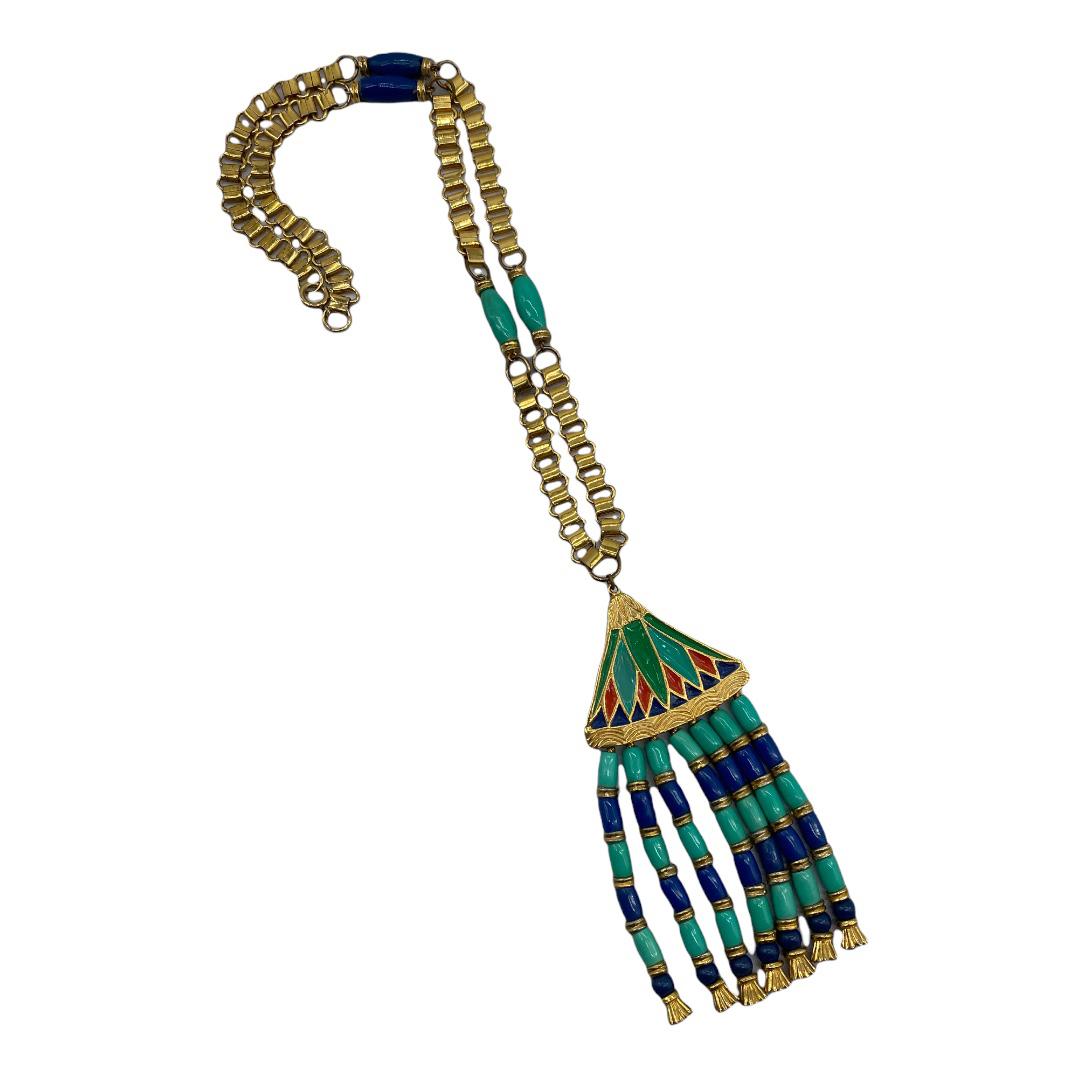 Hattie Carnegie Egyptian Revival Pendant Necklace