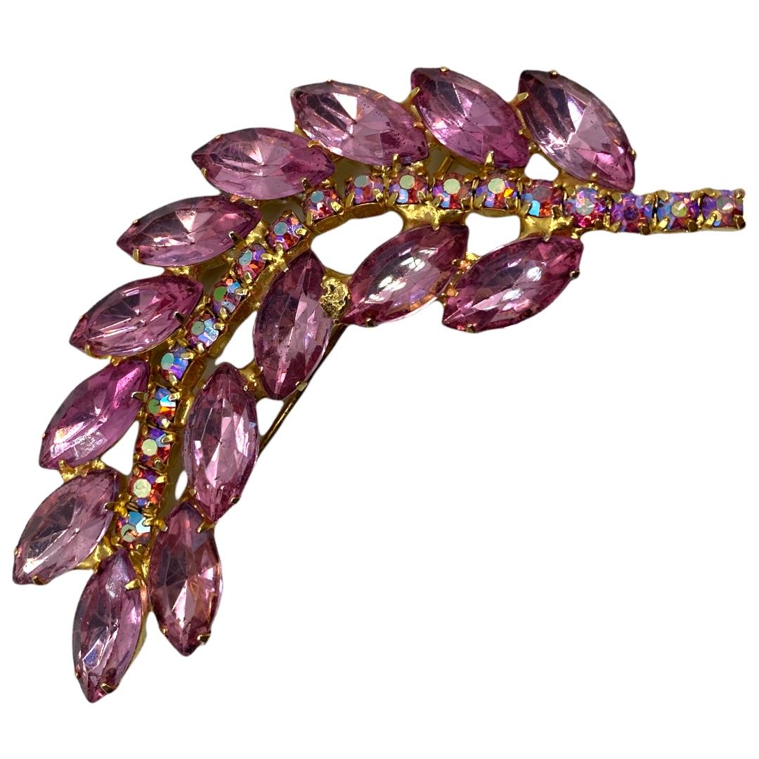 Pink rhinestone brooch