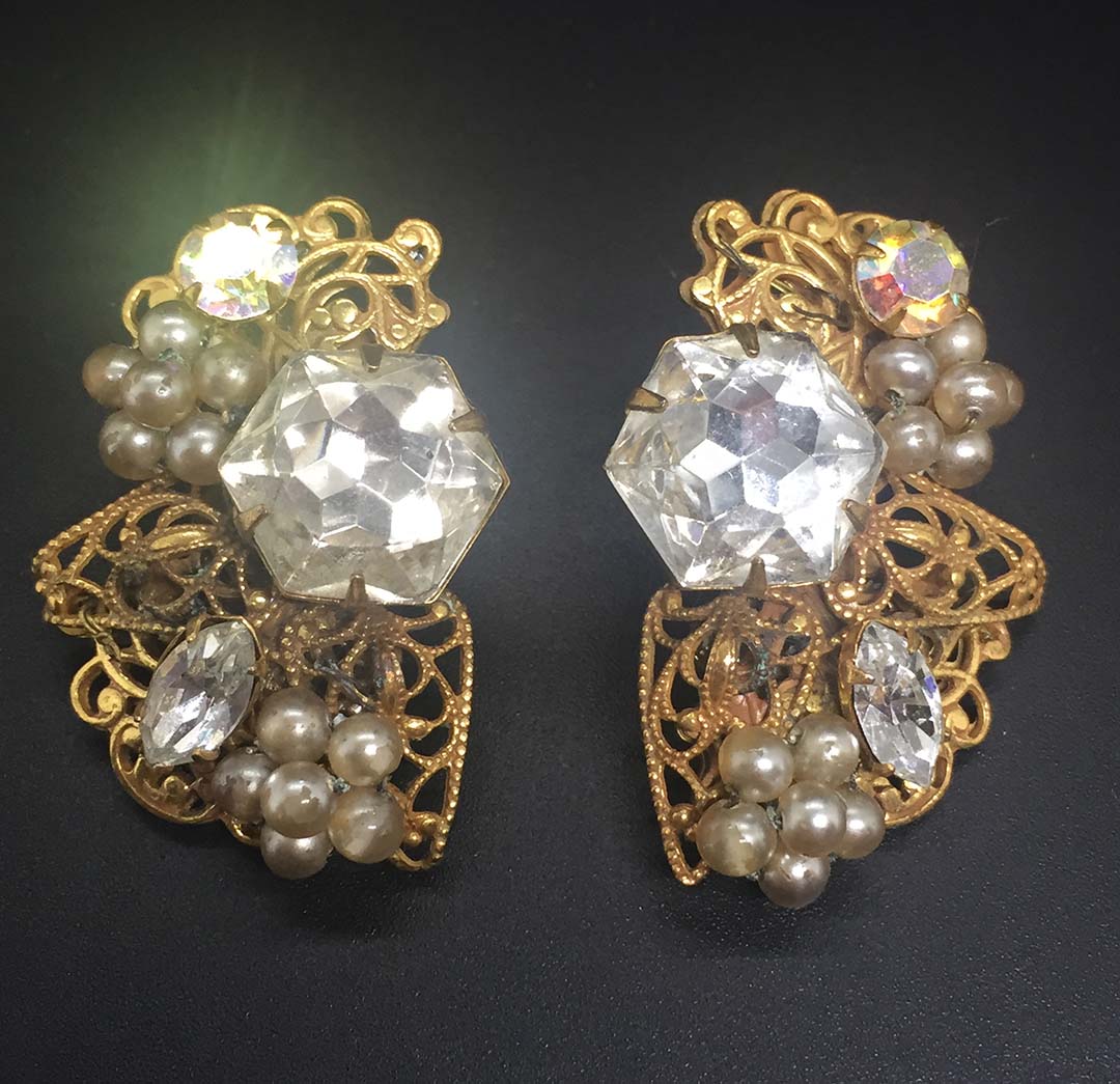 Vintage Robert Rhinestone Earrings