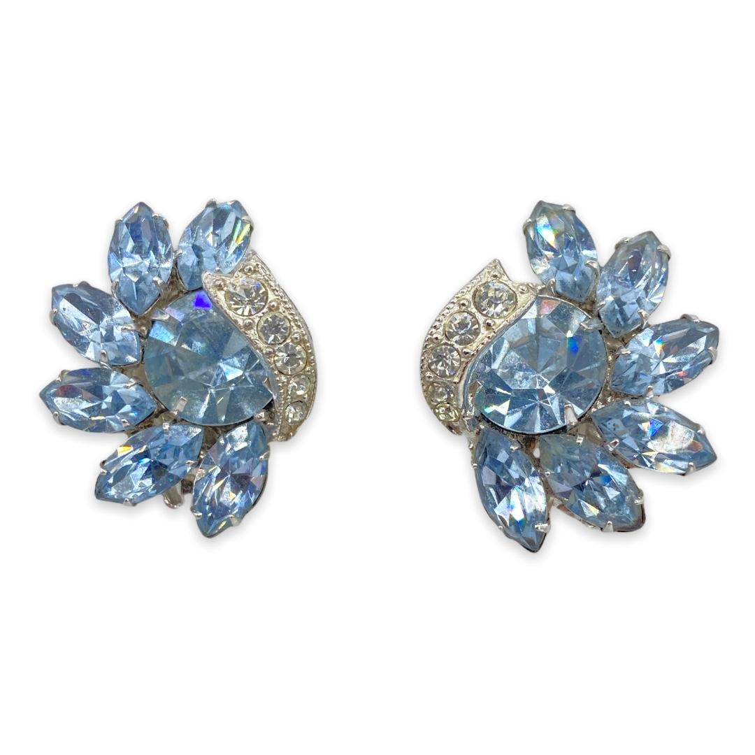 Weiss Blue Rhinestone Earrings