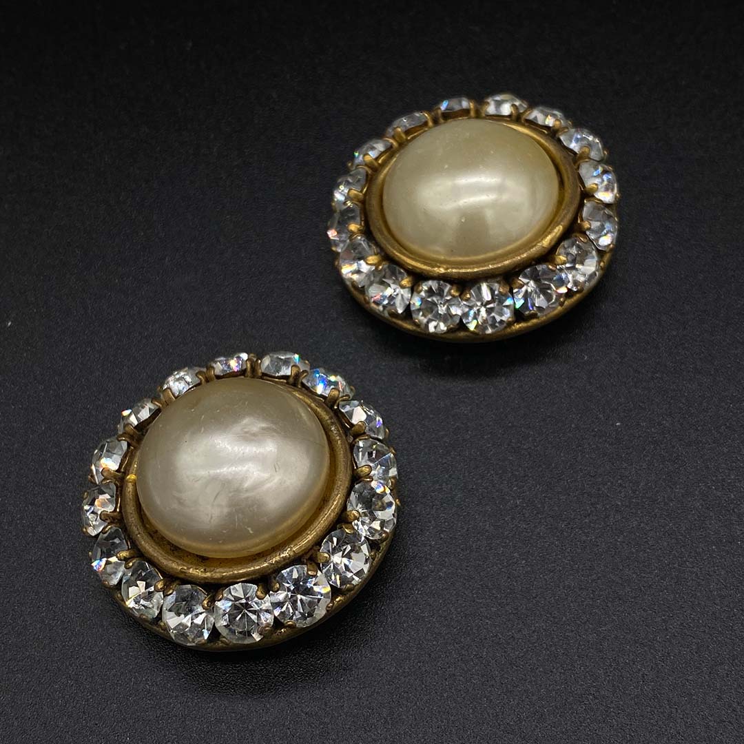 chanel earrings dangle pearl preowned