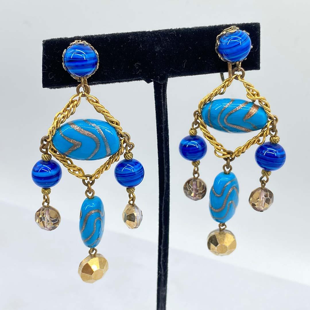 1950s Chandelier Art Glass Earrings