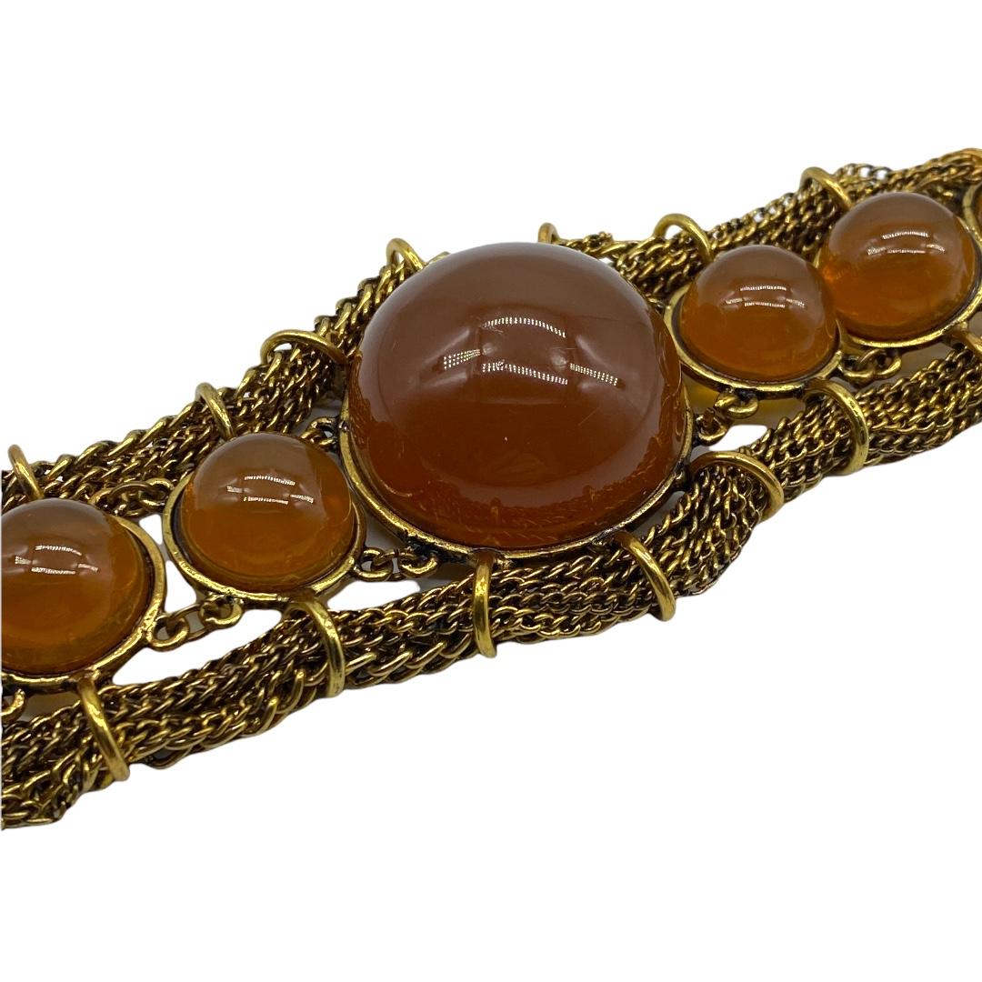 Chunky Contemporary Faux Amber Cabochon Bracelet