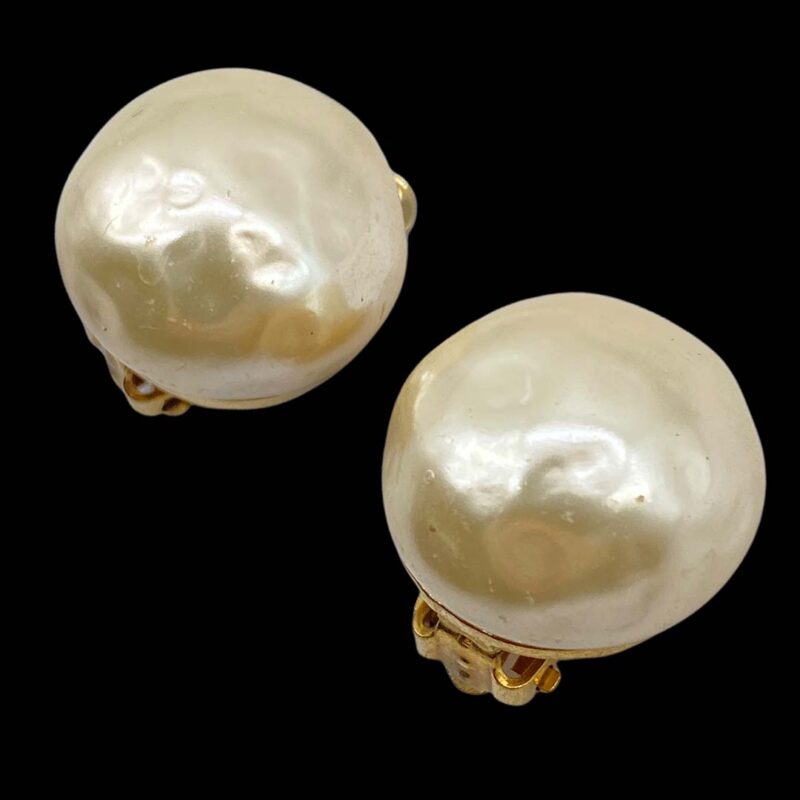 Large faux pearl clipback earrings