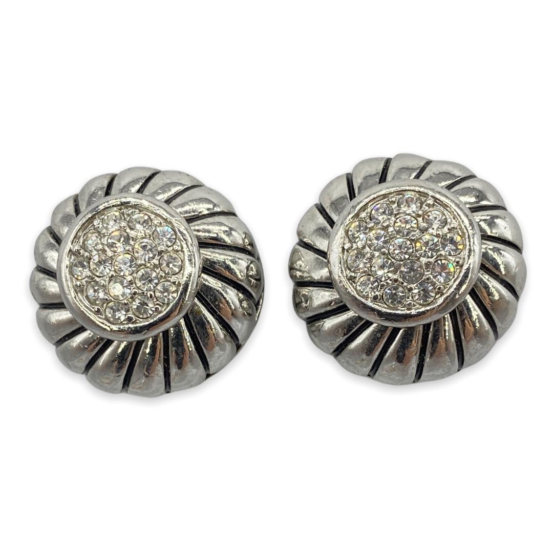 Large rhinestone button earrings