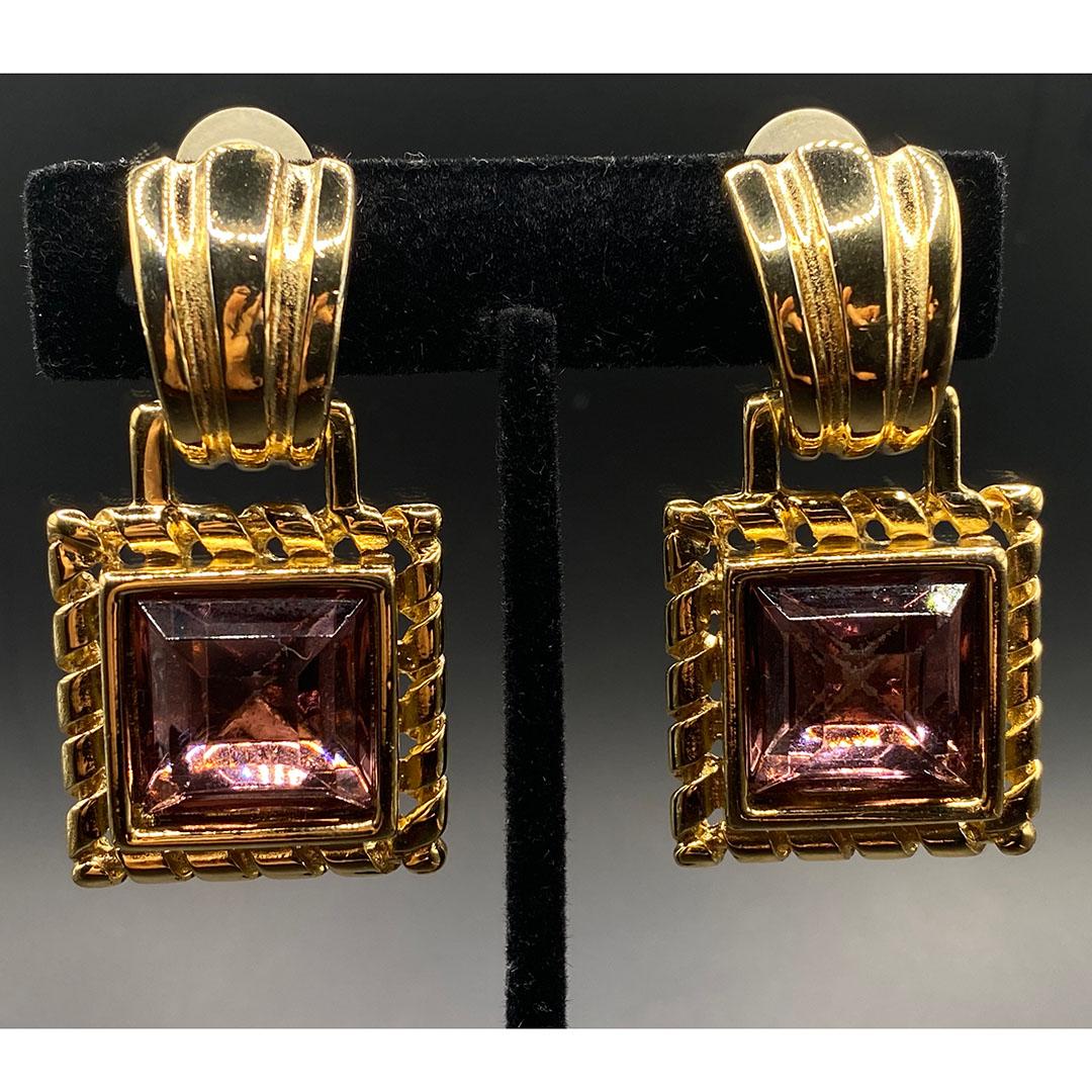 Givenchy square rhinestone clip earrings