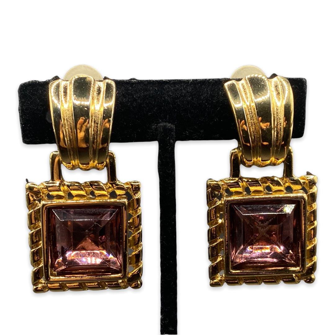 Stunning Vintage Givenchy Square Rhinestone Earrings - The Jewelry Stylist