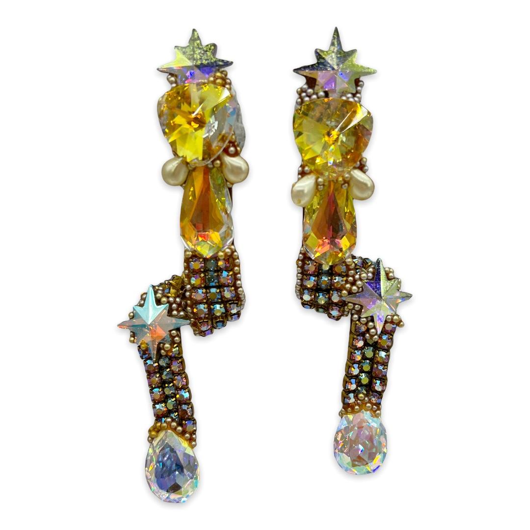 Huge Wendy Gell Rhinestone Earrings