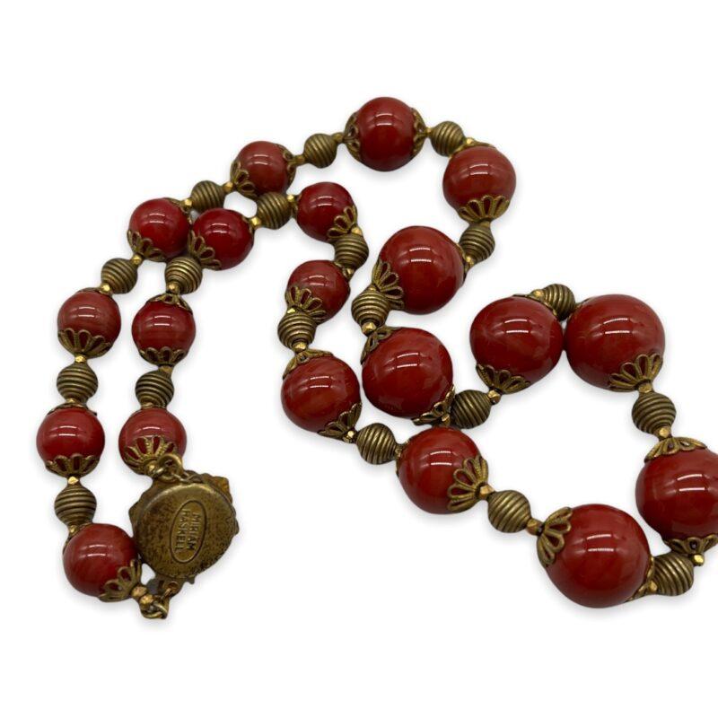 Blood Red Miriam Haskell Bead Necklace