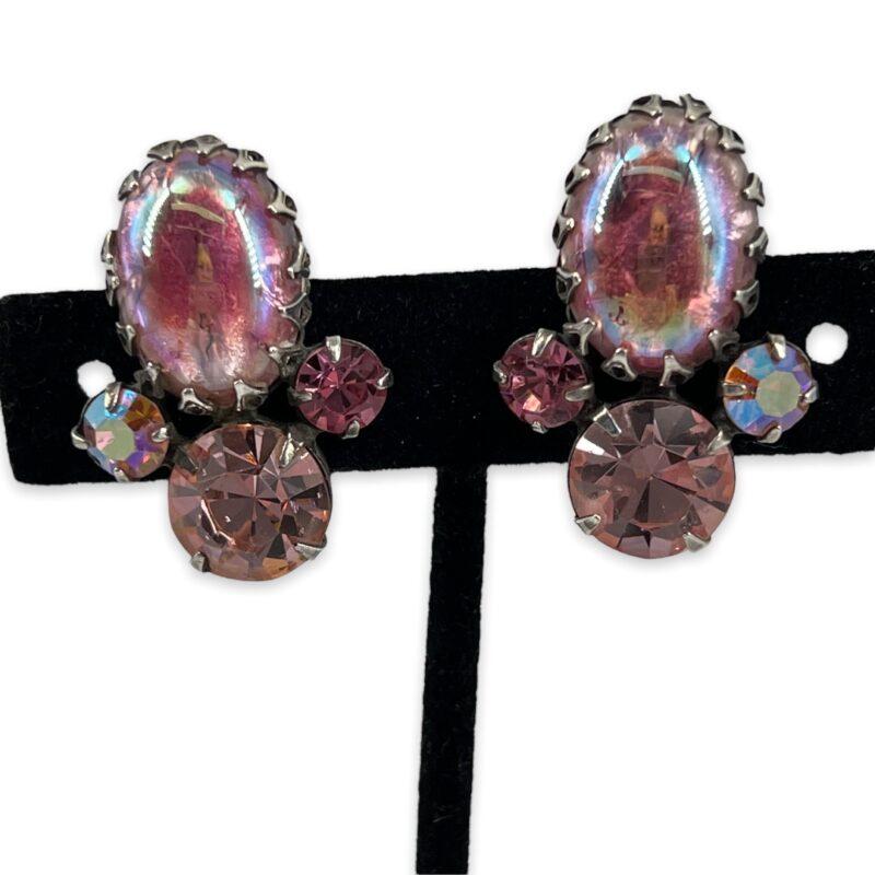 Stunning Regency Pink Cabochon Earrings
