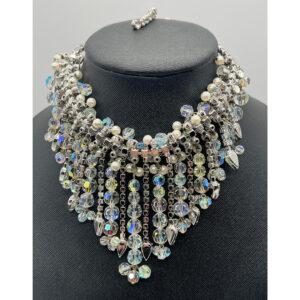 1920s rhinestone bib necklace sets