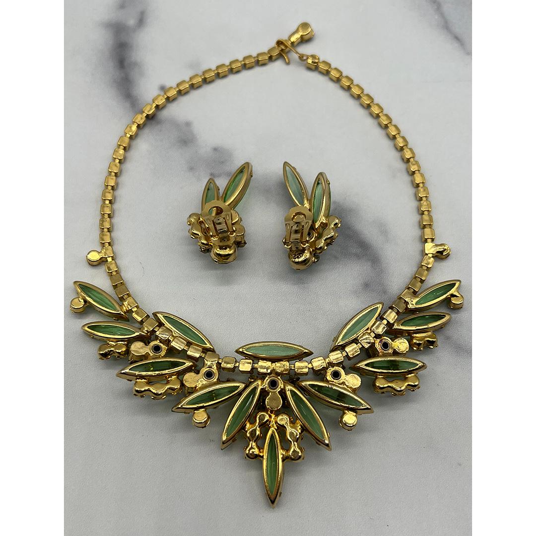 juliana green rhinestone necklace set