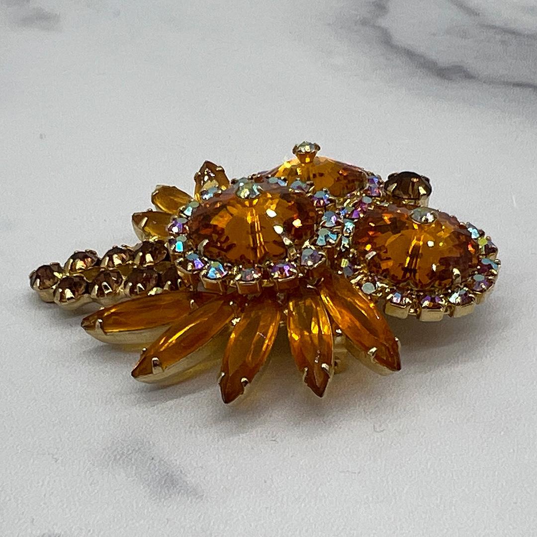 Juliana margarita amber colored rhinestone brooch