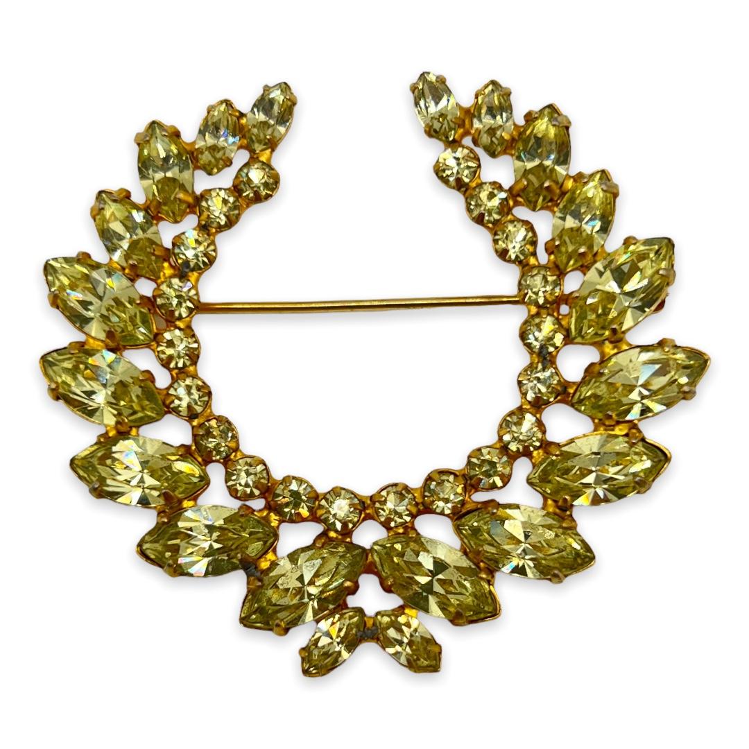 B David yellow rhinestone brooch