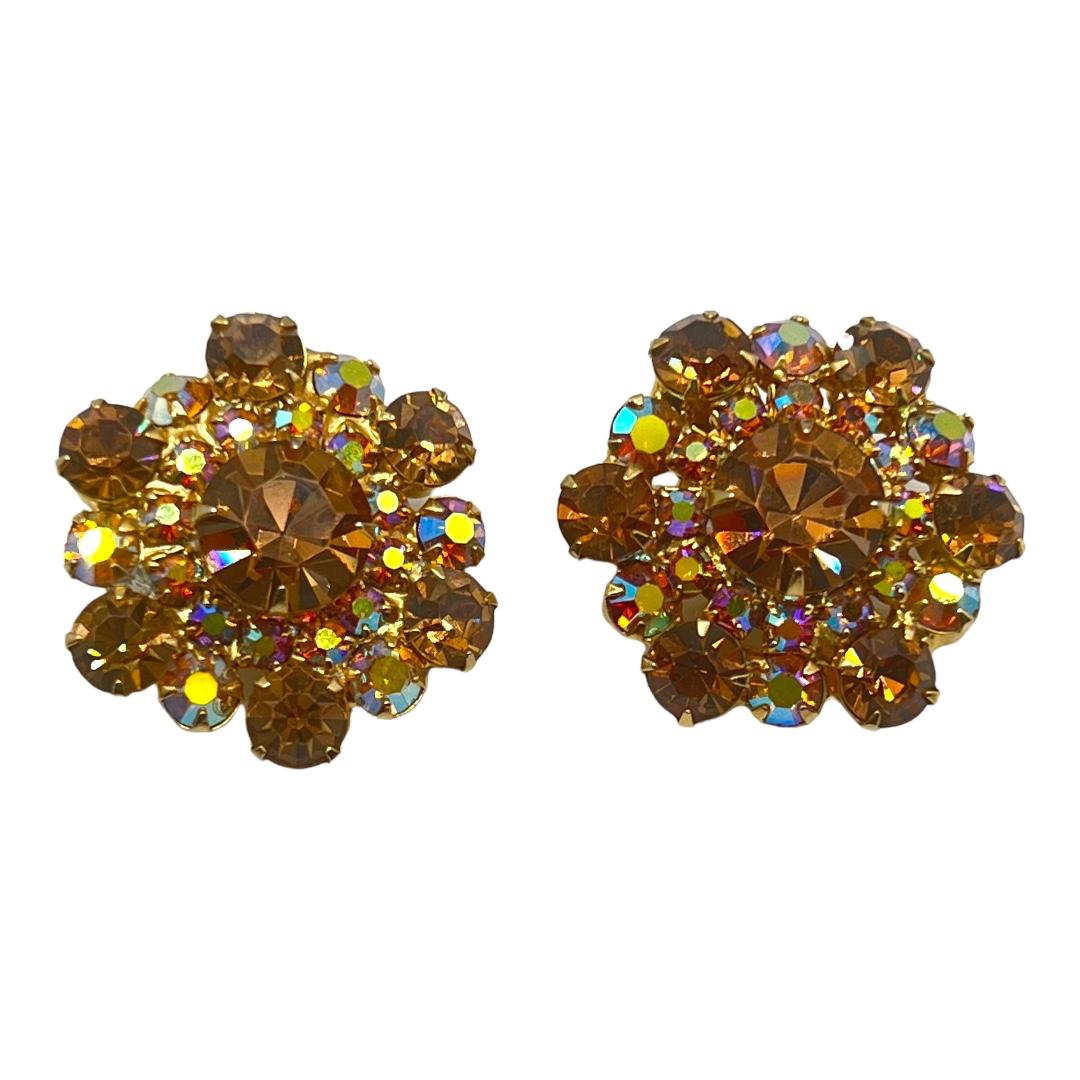 Amber Color Rhinestone Earrings