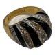 Vintage Black Enamel and Rhinestone Fashion Ring