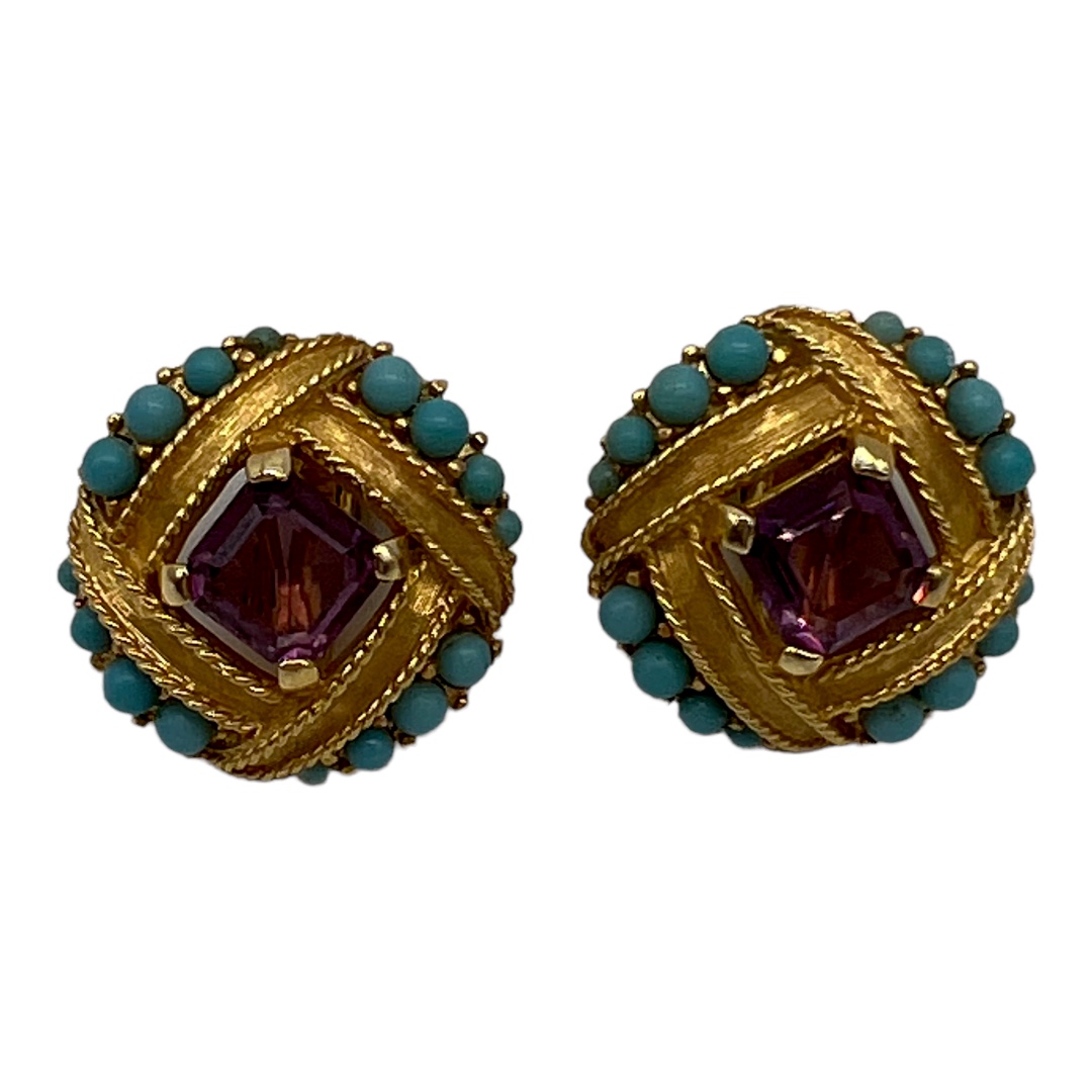 Boucher faux turquoise amethyst earrings