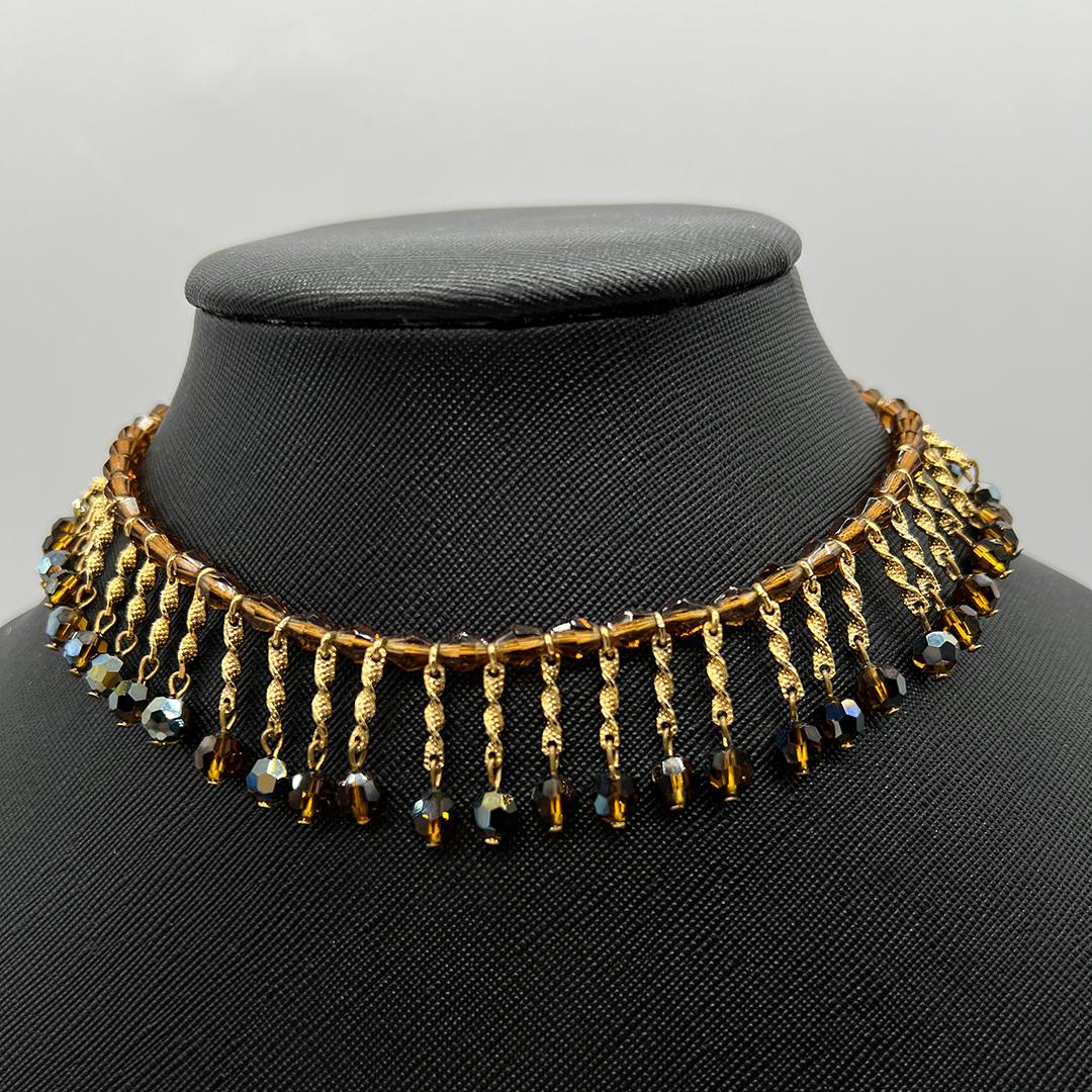 Trifari Bead Fringe Collar Necklace