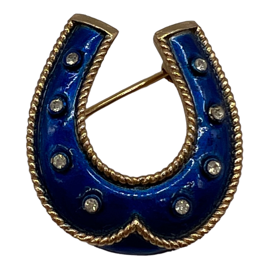 1950s Trifari Blue Enamel Horse Shoe Pin