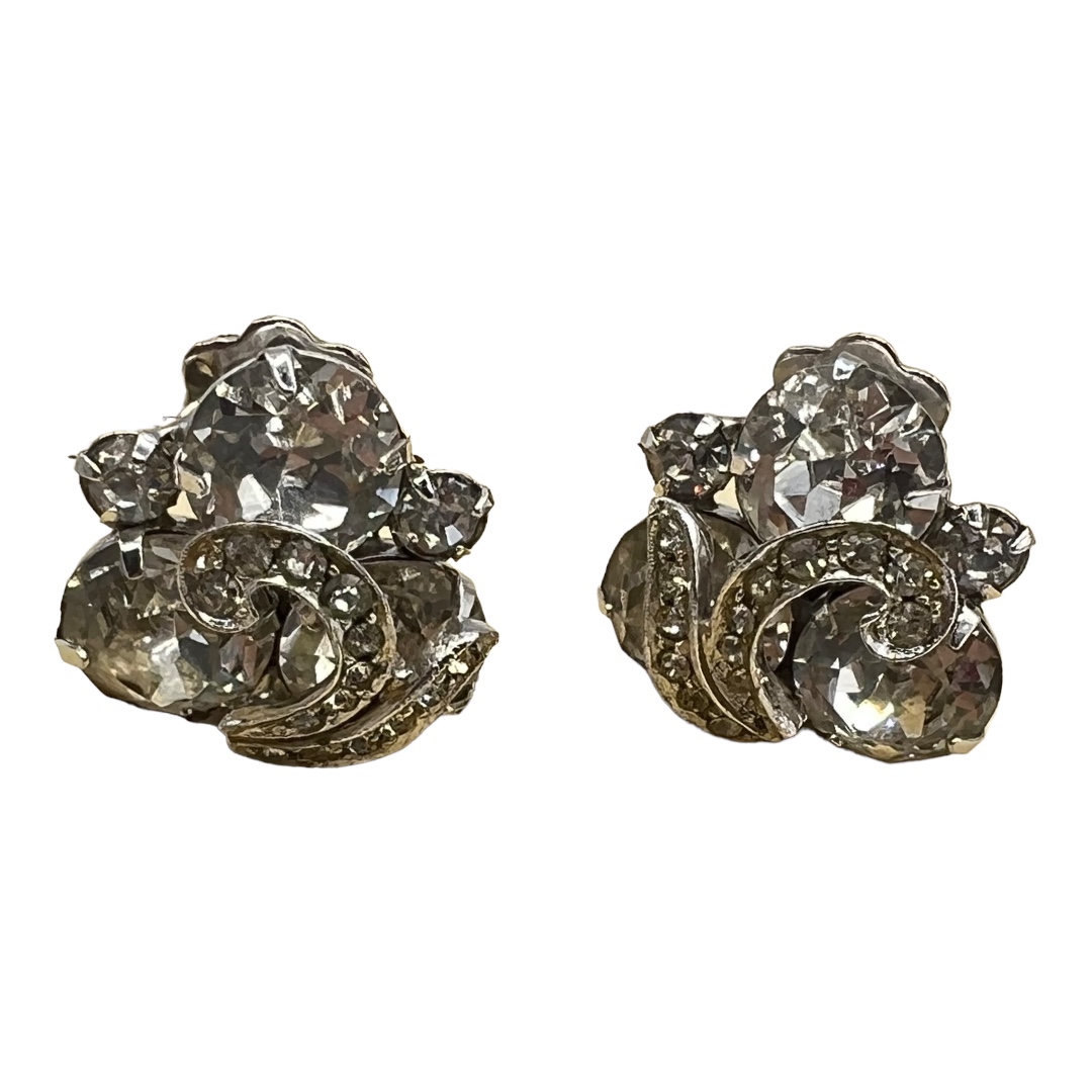 Rhinestone deals clip earrings