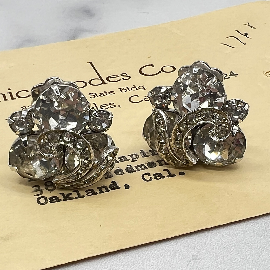 Weiss Rhinestone Clip Earrings
