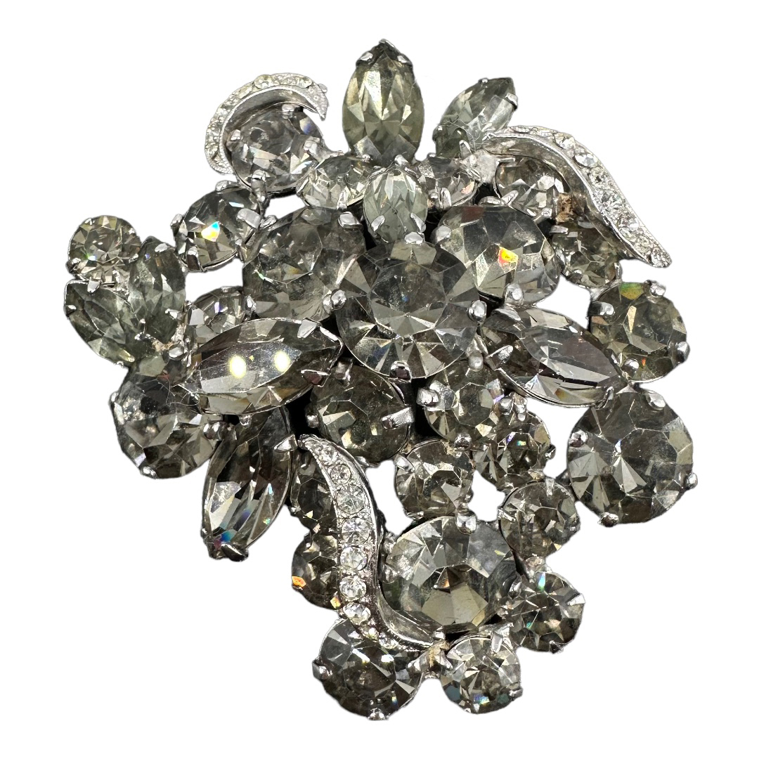 Weiss Gray Rhinestone Brooch