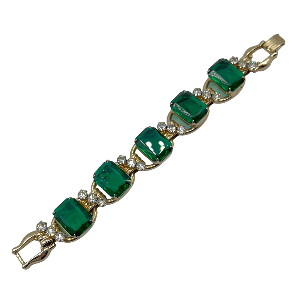 Juliana Emerald Colored Rhinestone Bracelet