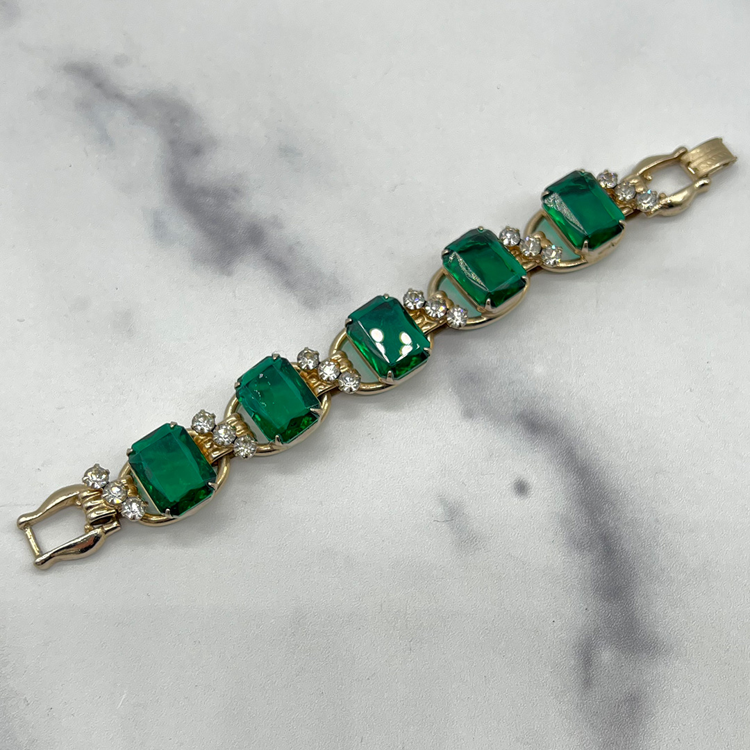 Juliana Emerald Colored Rhinestone Bracelet
