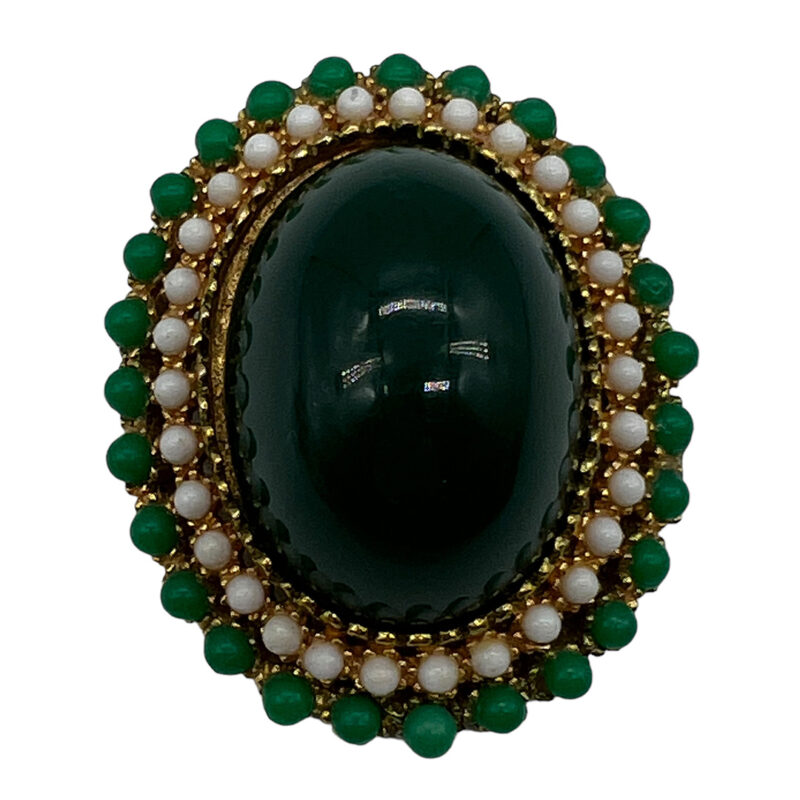 Vintage Faux Jade High Domed Cabochon Brooch