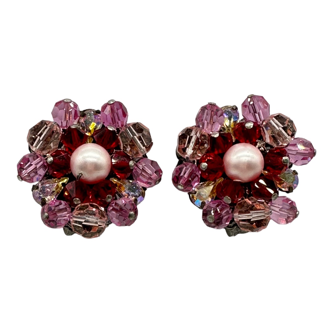 Eugene Faceted Crystal and Rhinestone Earrings