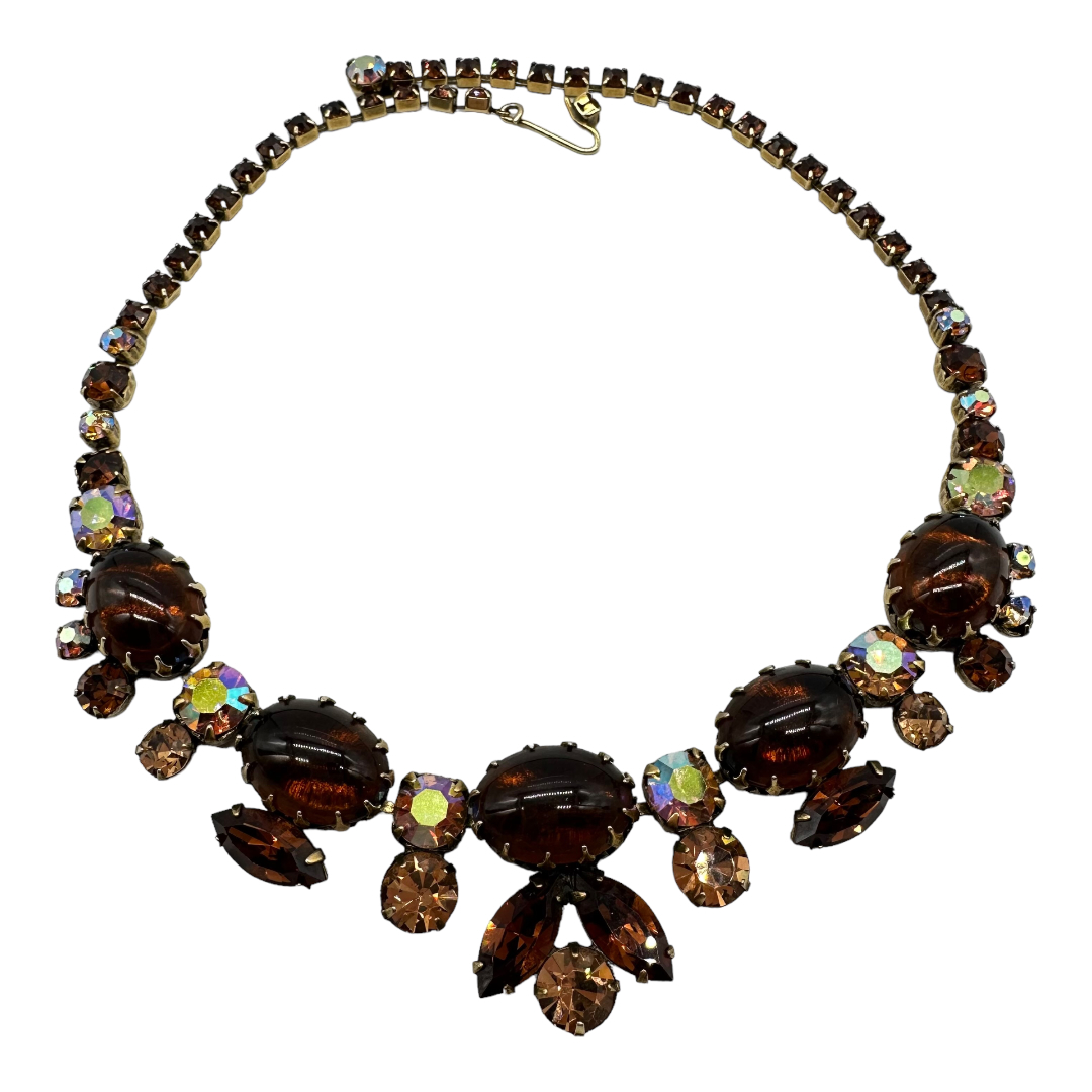 Regency topaz colored rhinestone necklace