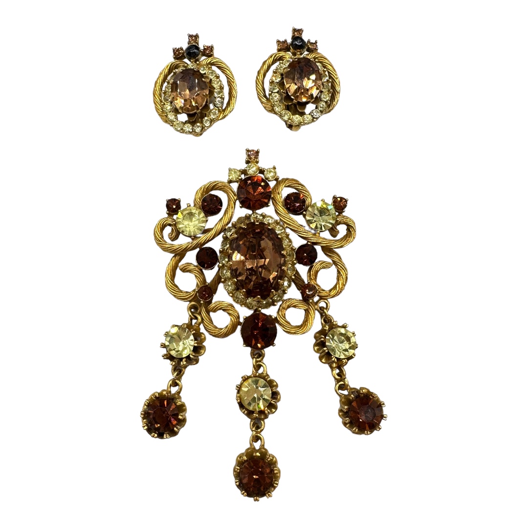 Stunning Francois Epaulette Style Brooch and Earring Set