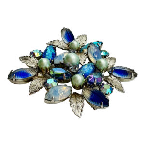 Kramer Multi-Stone Brooch with Faux Pearls - The Jewelry Stylist