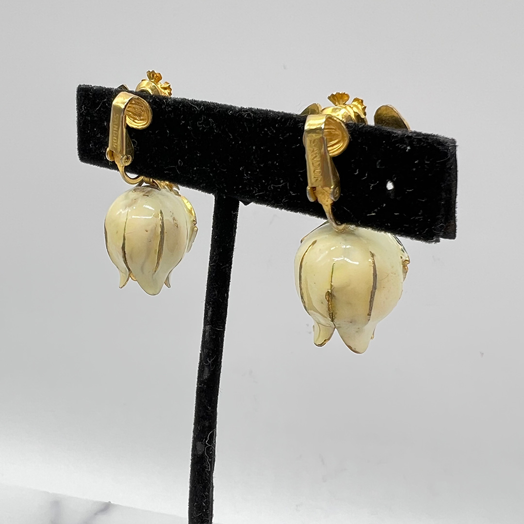 Sandor Enameled Flower Bud Earrings